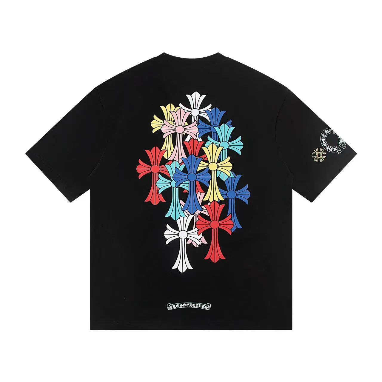 🅿️160 Style: 2025 new Croix Heart short-sleeved T-shirt Material: High version 300g double yarn combed cotton Size: S～XL Color: Black Style number: Z005
